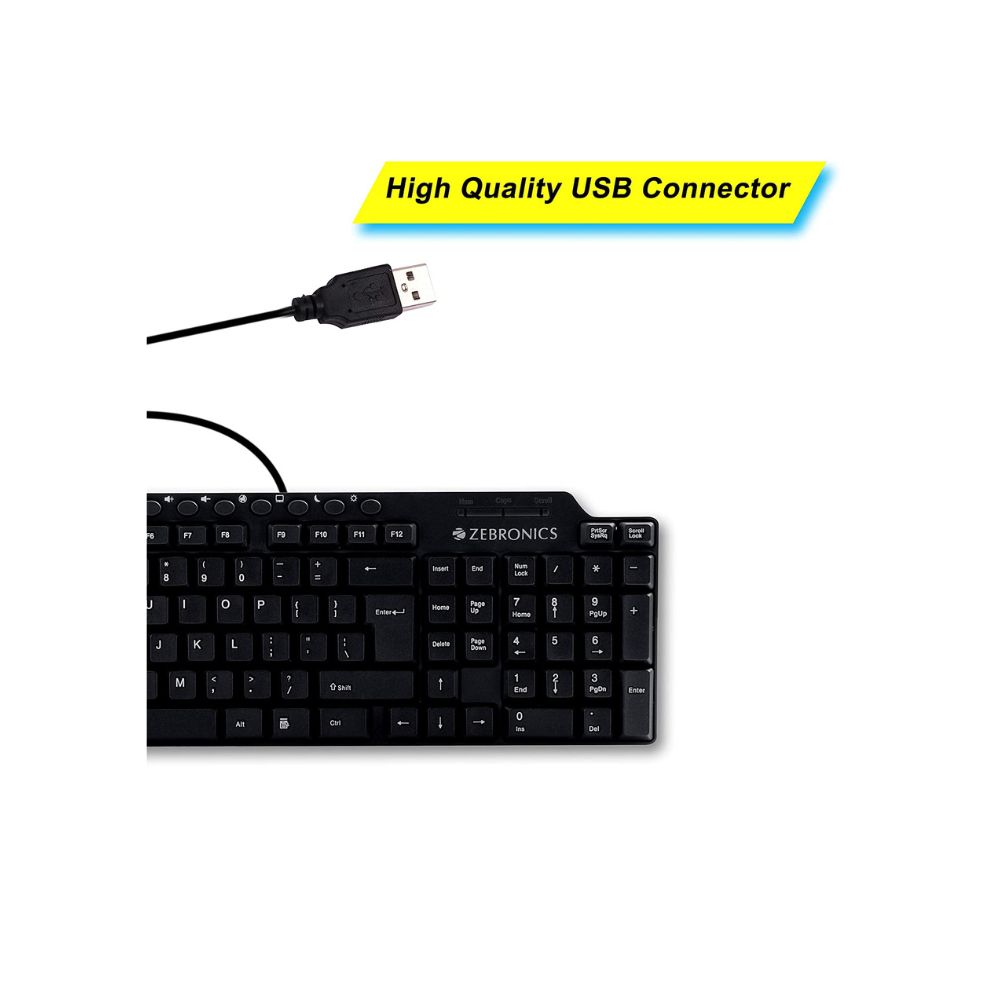 Zebronics ZEB-KM2100 Multimedia USB Keyboard Comes with 114 Keys Including