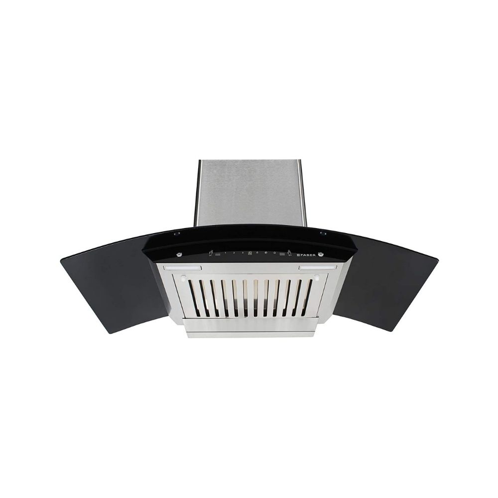 Faber 90 cm 1100 m³/hr Auto-Clean Curved Glass Kitchen Chimney (Hood Zest HC SC SS 90, Baffle Filter, Touch Control, Stainless Steel)