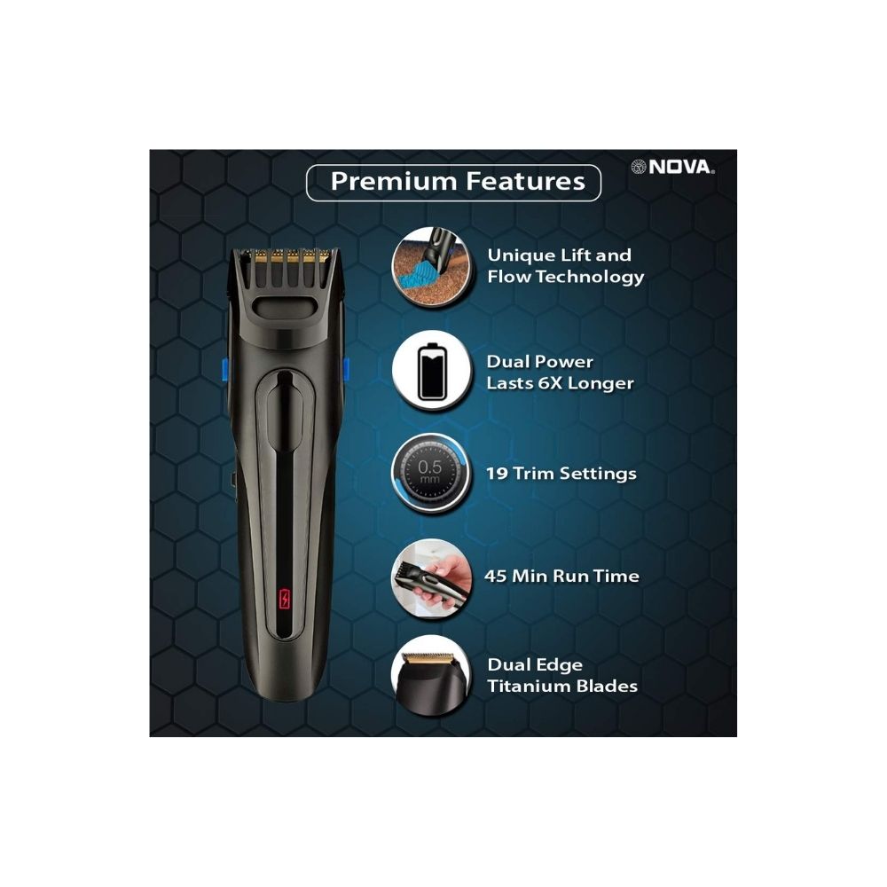 Nova NHT 1097 USB Titanium Coated 20 Length Settings: 45 Minutes Runtime Beard Trimmer