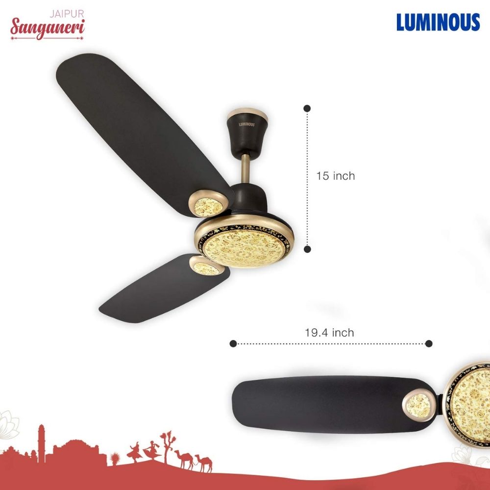 Luminous Jaipur Sanganeri 1200mm Ceiling Fan (Andhi Grey)