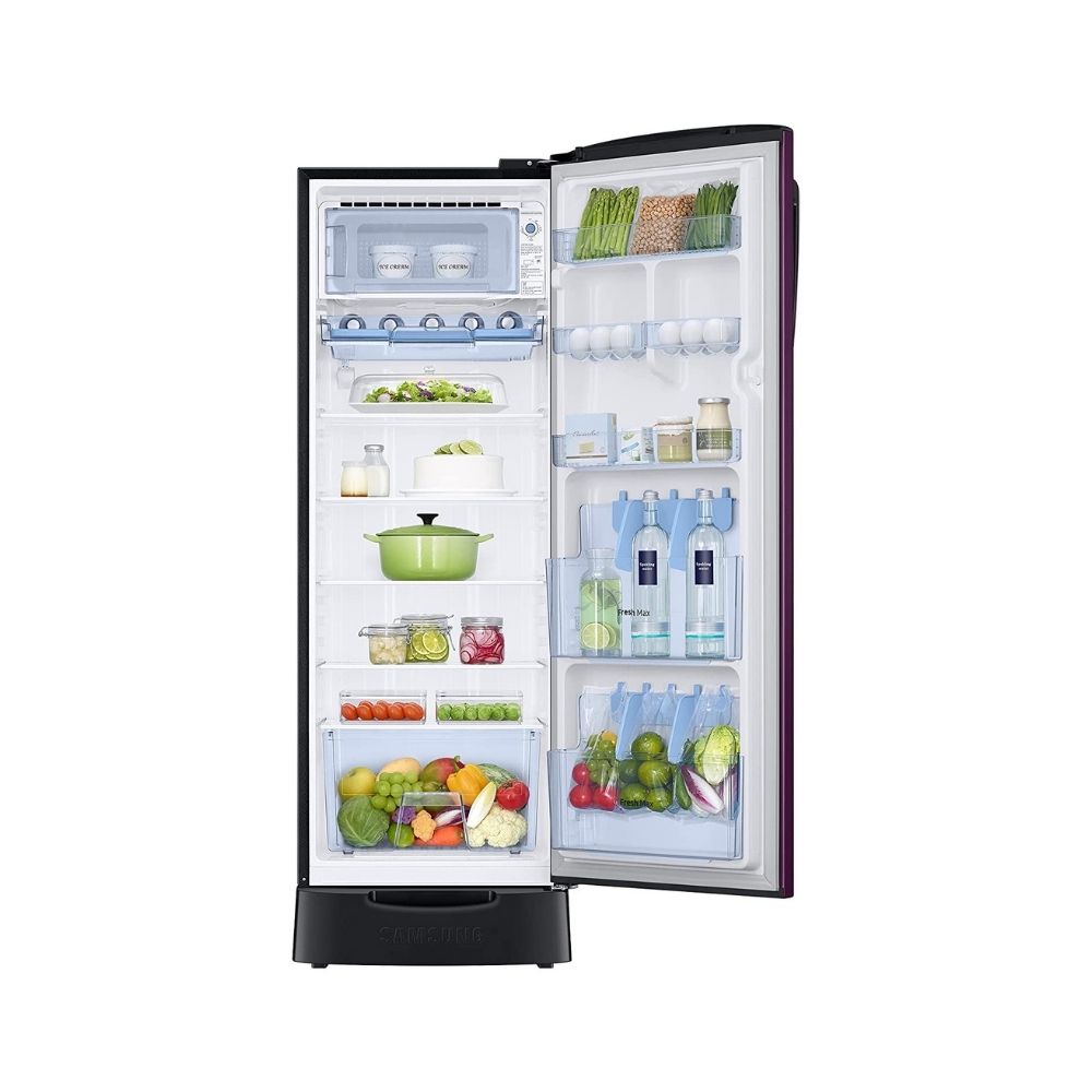 Samsung 255 L 3 Star Inverter Direct cool Single Door Refrigerator (RR26A389YCR/HL, Base Stand with Drawer, Camellia Purple)