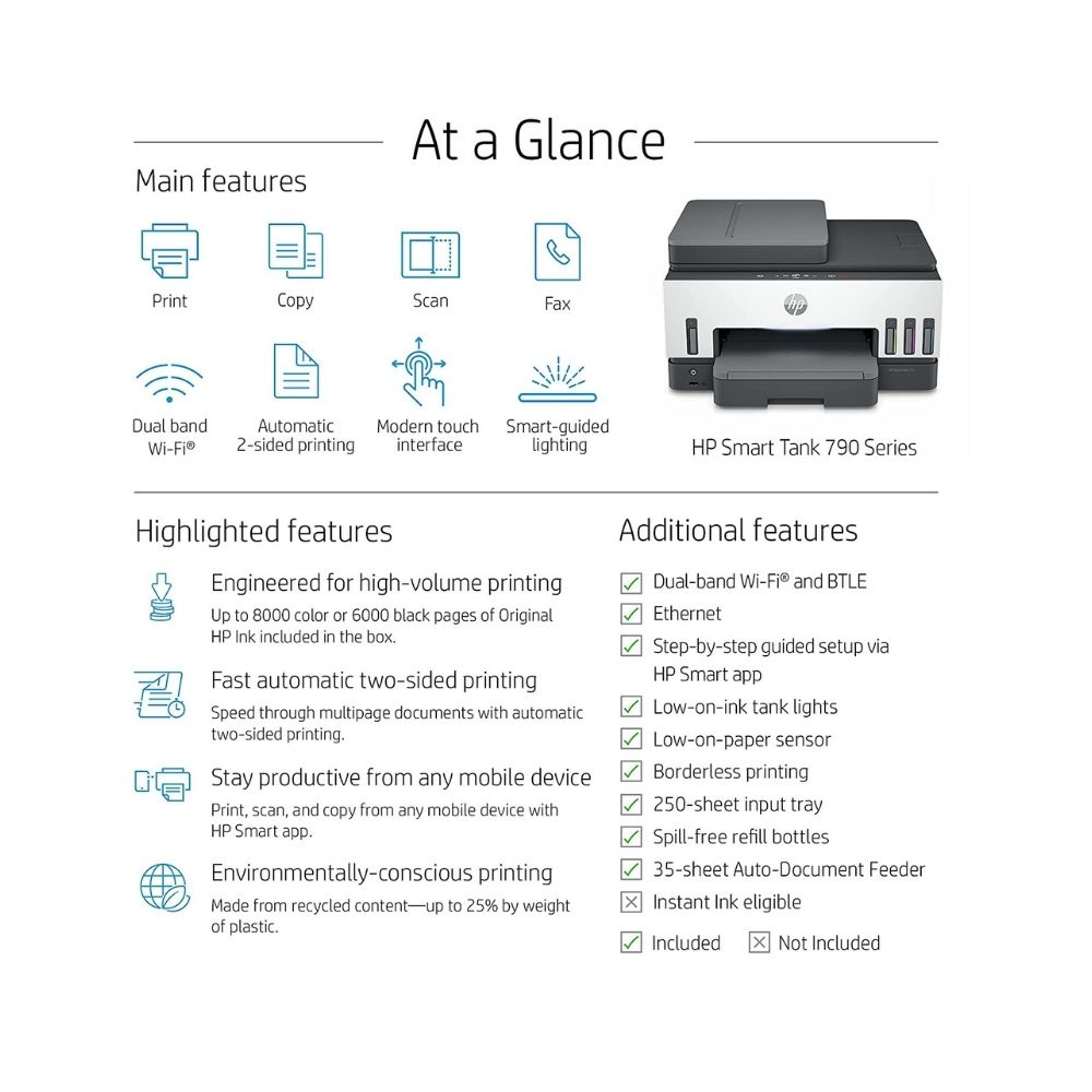 Hp Smart Tank 790 WiFi Duplex Printer with Magic Touch Panel