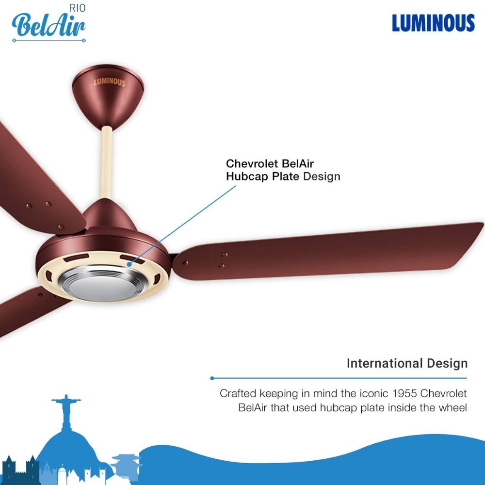 Luminous Rio Bel Air 1200mm High-Speed Designer Ceiling Fan (Sangria Red)