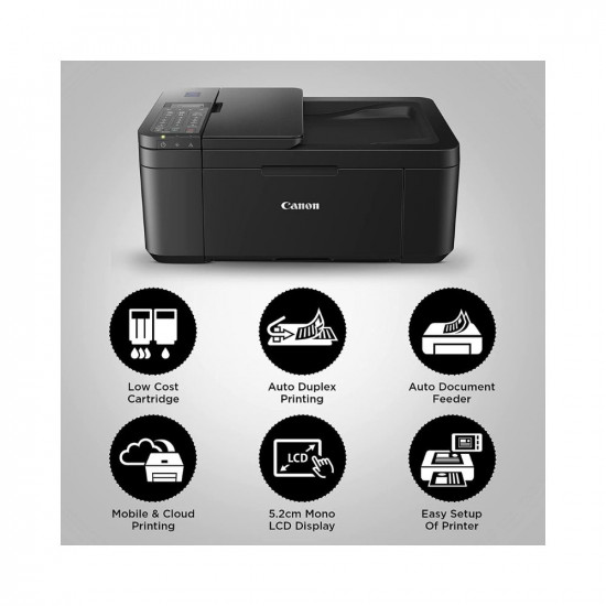 Canon PIXMA E4570 All-in-One, Wireless, Mono/Colour, Print, Scan, Copy, Fax, Duplex Printing, 5.2 cm LCD