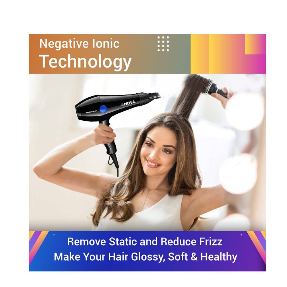 Nova NHP 8216 1800 Watts Proffesional Hair Dryer for Women (Blue)