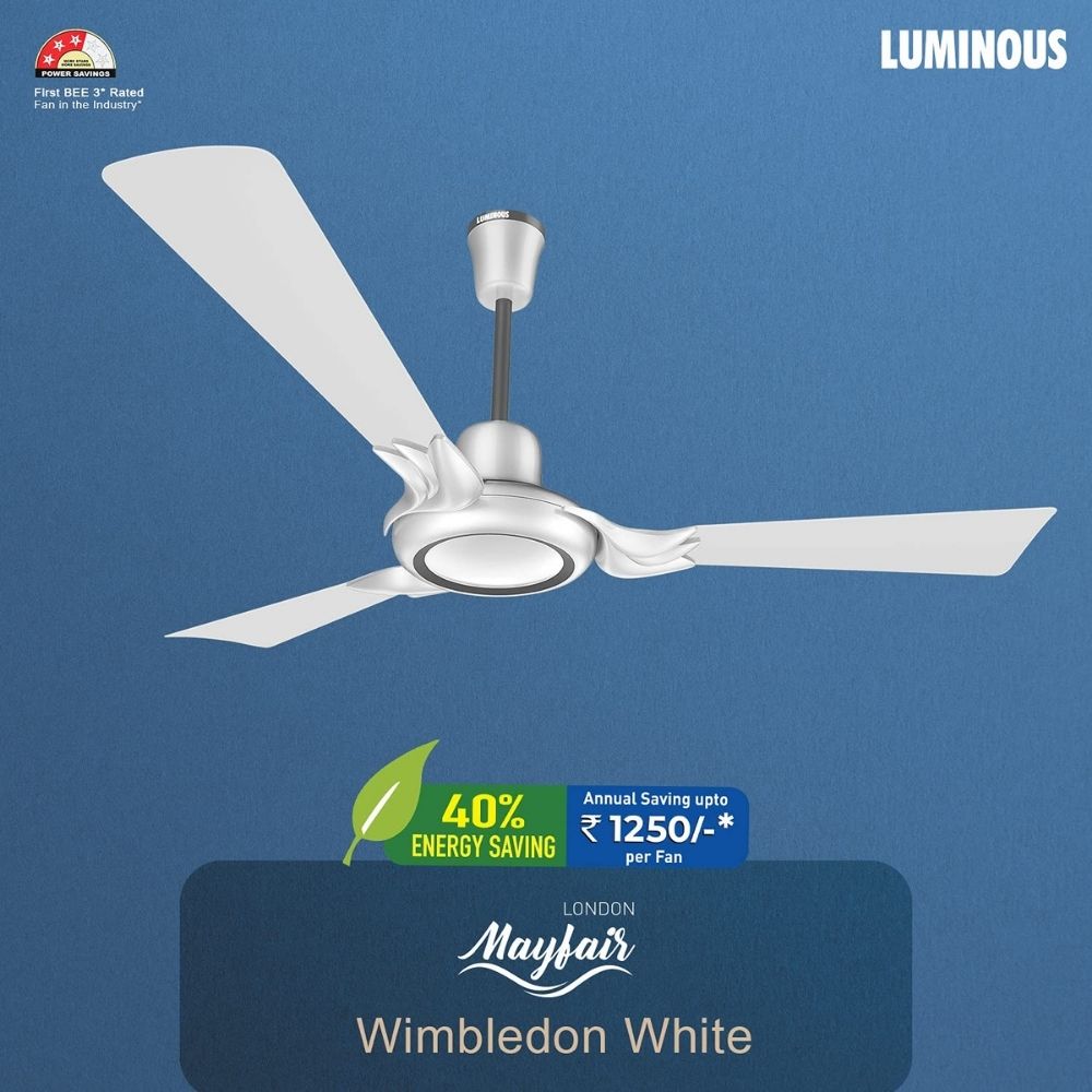 Luminous London Mayfair 1200MM Designer Ceiling Fan with BEE 3-Star (Wimbledon White) (F05LONNMAWIB)