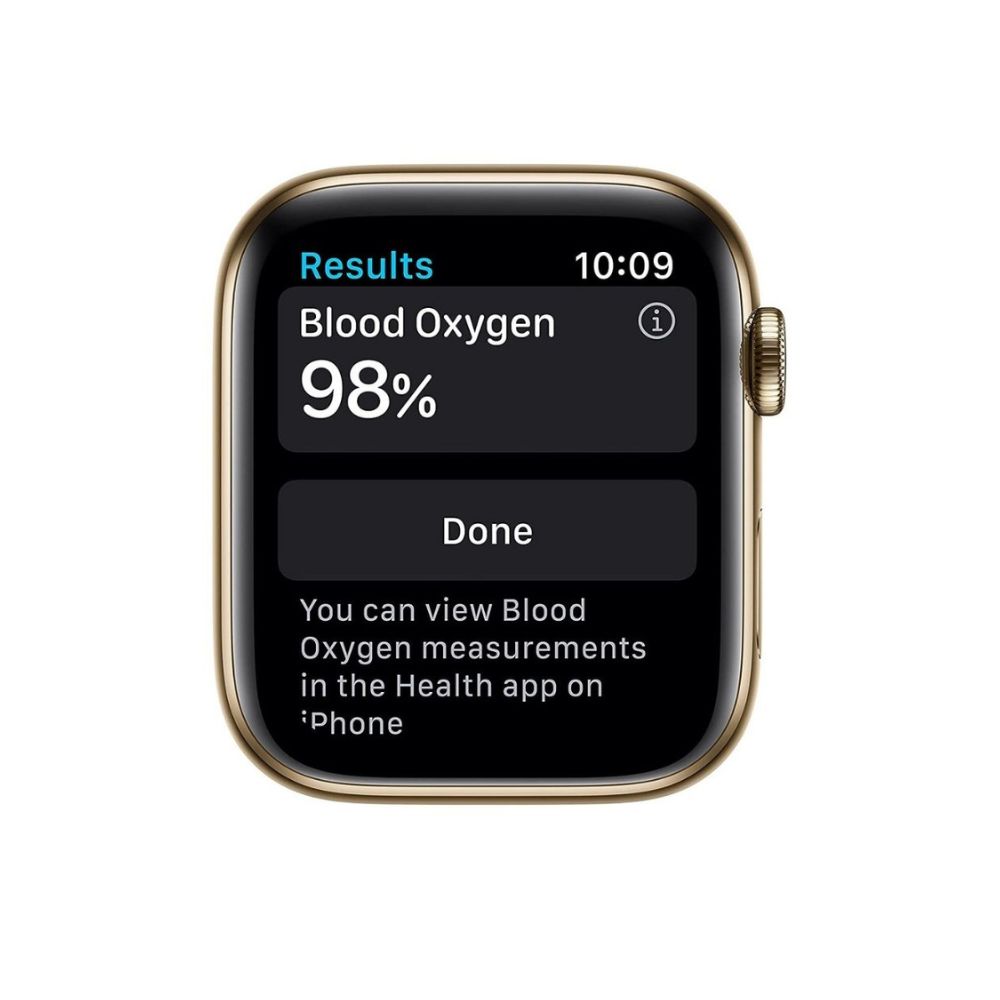 New Apple Watch Series 6 (GPS + Cellular, 44mm) - Gold Stainless Steel Case with Deep Navy Sport Band