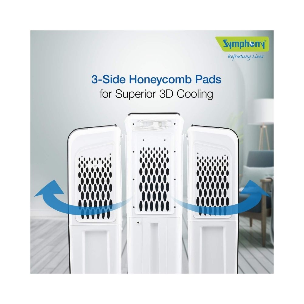 Symphony Diet 3D - 40i Tower Air Cooler - 40-litres, White & Black