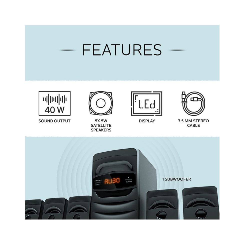 Philips SPA5128B/94 40 W Bluetooth Home Theatre (Black, 5.1 Channel)
