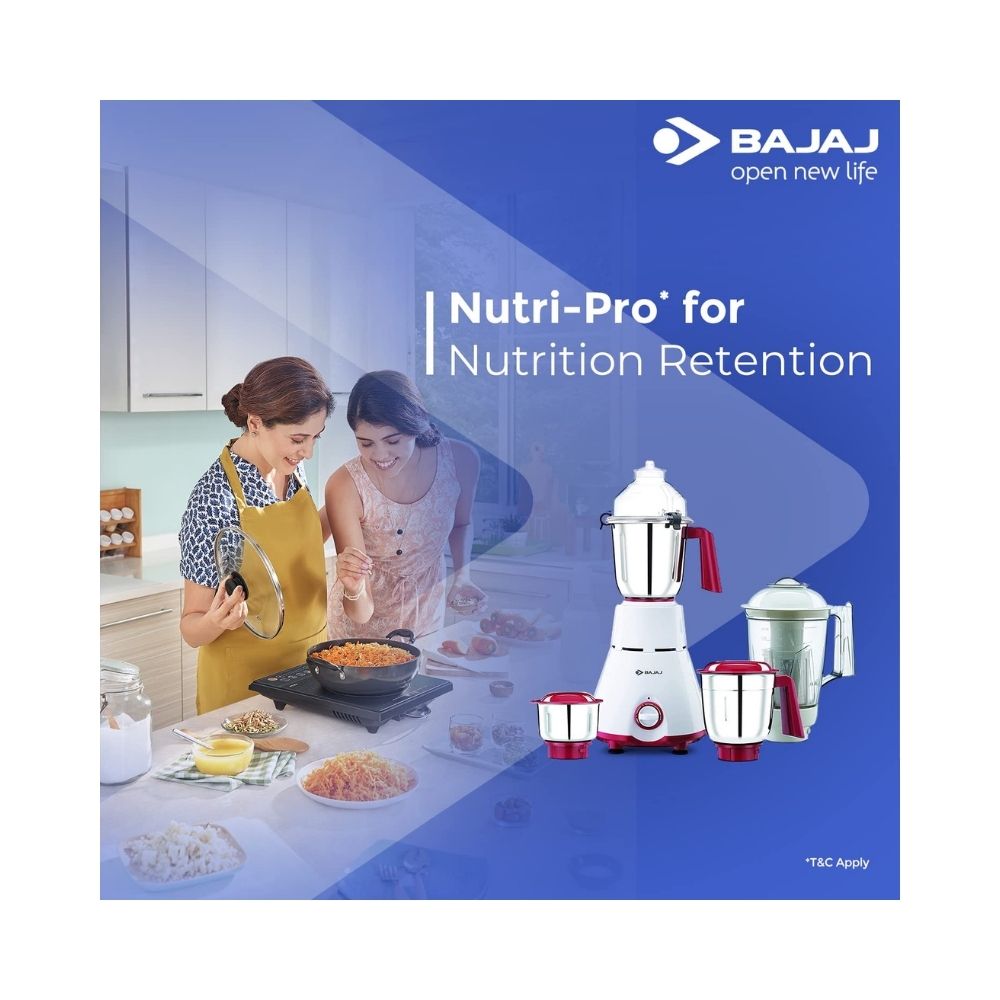 Bajaj 4701 GX 800 Mixer Grinder (4 Jars, Red, White)
