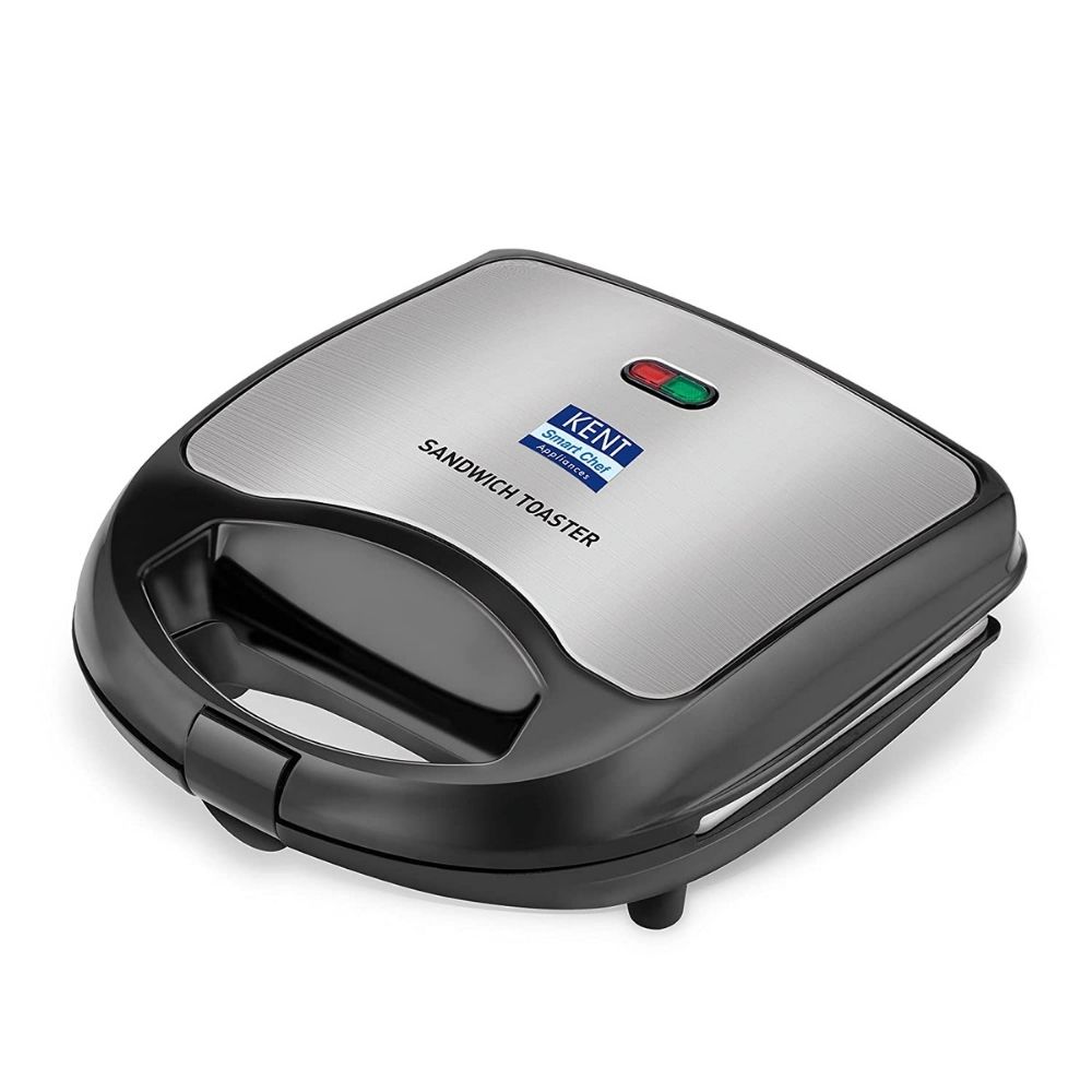 KENT 16024 Sandwich Maker 700 W | Non-Toxic Ceramic Coating Plate | Handle with Lock | Automatic Cut OFF | 4 Slice Sandwich Toaster