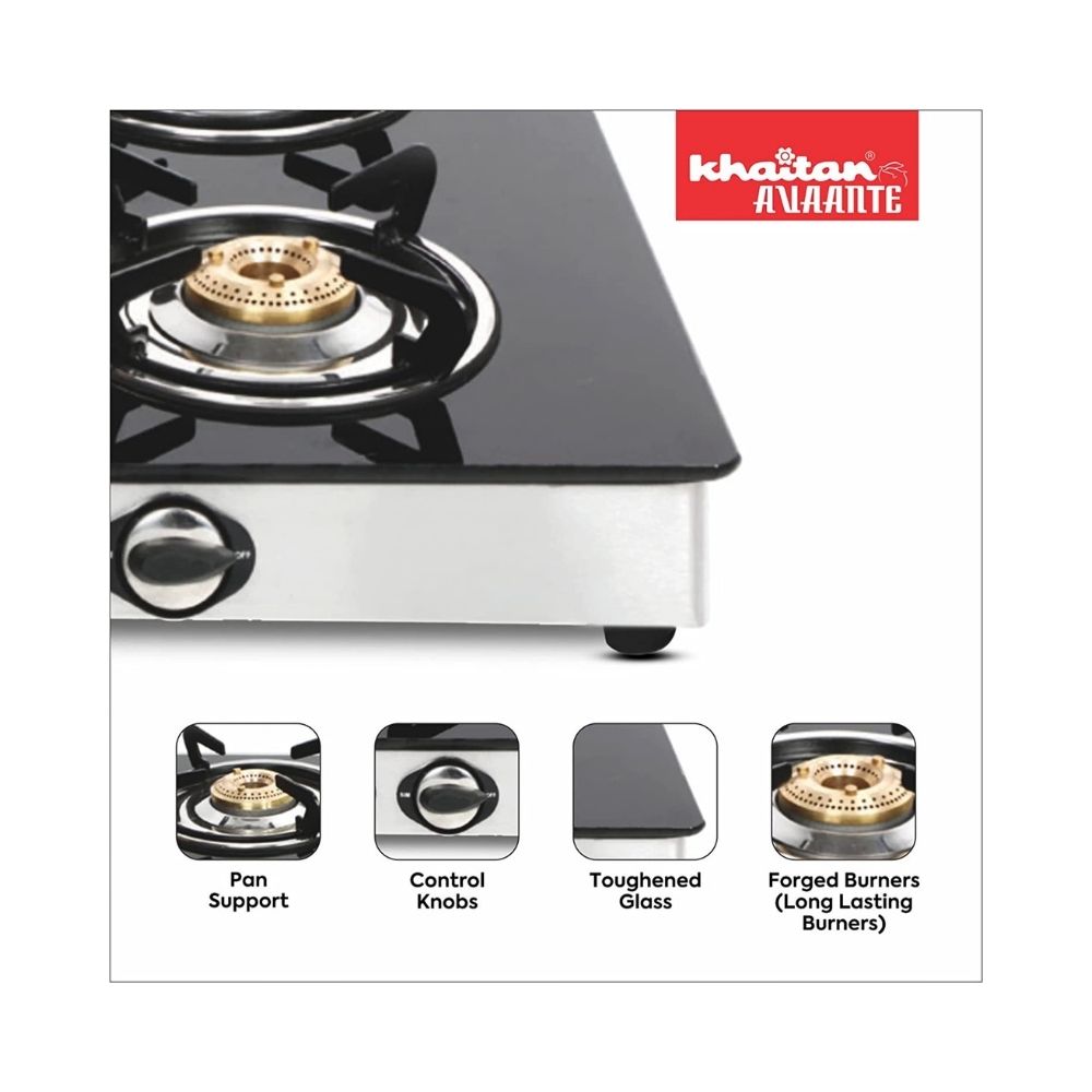 Khaitan  AvaanteISI Certified Kwid SS 4 Burner Toughened Glass