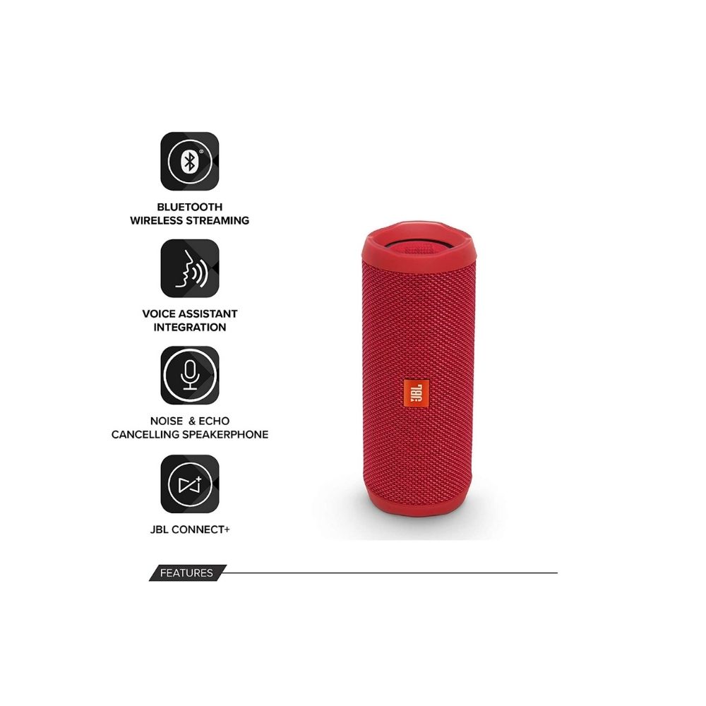 JBL Flip 4, Wireless Portable Bluetooth Speaker(Red)