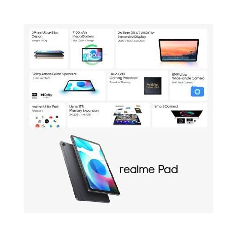 Realme Pad 3 GB RAM 32 GB ROM 10.4 inch with Wi-Fi+4G Tablet (Gray)