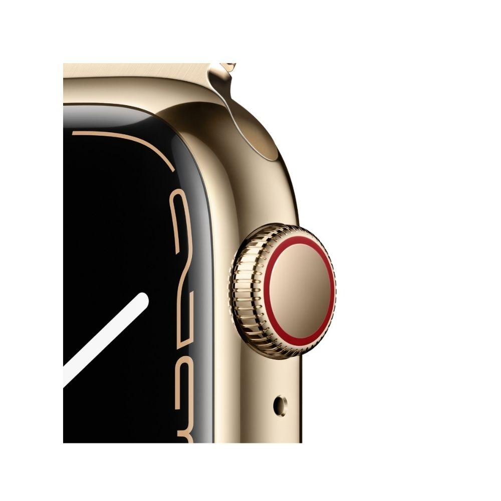 Apple Watch Series 7 GPS + Cellular, MKHY3HN/A 41 mm Stainless Steel Case  (Gold Strap, Regular)
