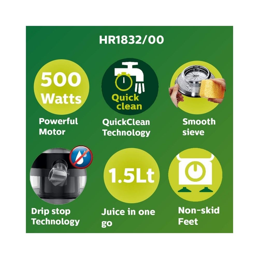PHILIPS HR1832/00 500 W Juicer (1 Jar, Ink Black)