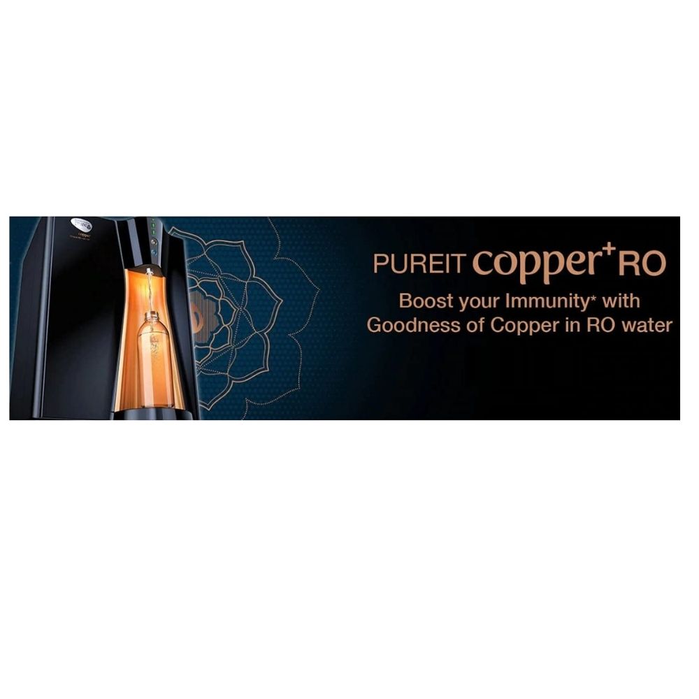 HUL Pureit COPPER+ ECO MINERAL RO + UV + MF purifier  (Black & Copper)