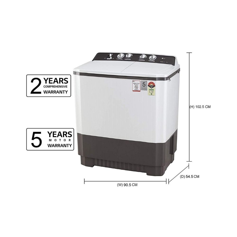 LG 9 kg 5 Star Rating Semi Automatic Top Load Grey, White  (P9040RGAZ)