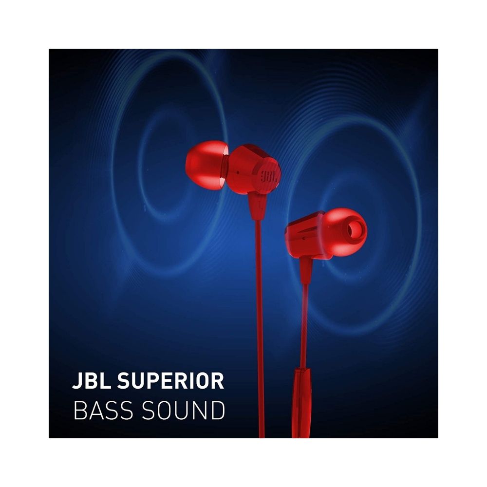 JBL T50HI by Harman Wired In Ear Headphone with Mic (Red)