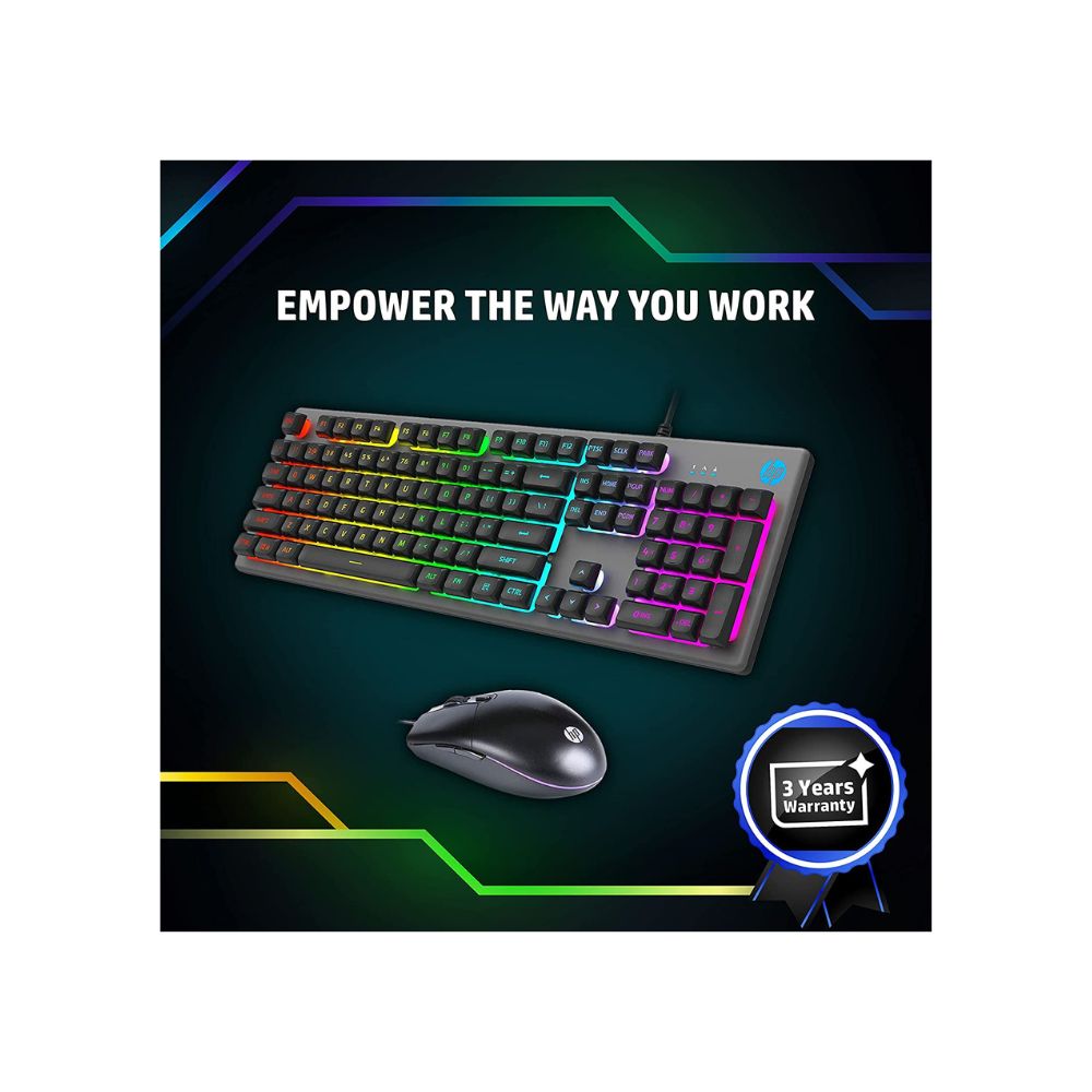 HP KM300F Wired Gaming Keyboard & Mouse Combo, Membrane Backlit,26 Keys Anti-Ghosting, 6400DPI(8AA01AA)