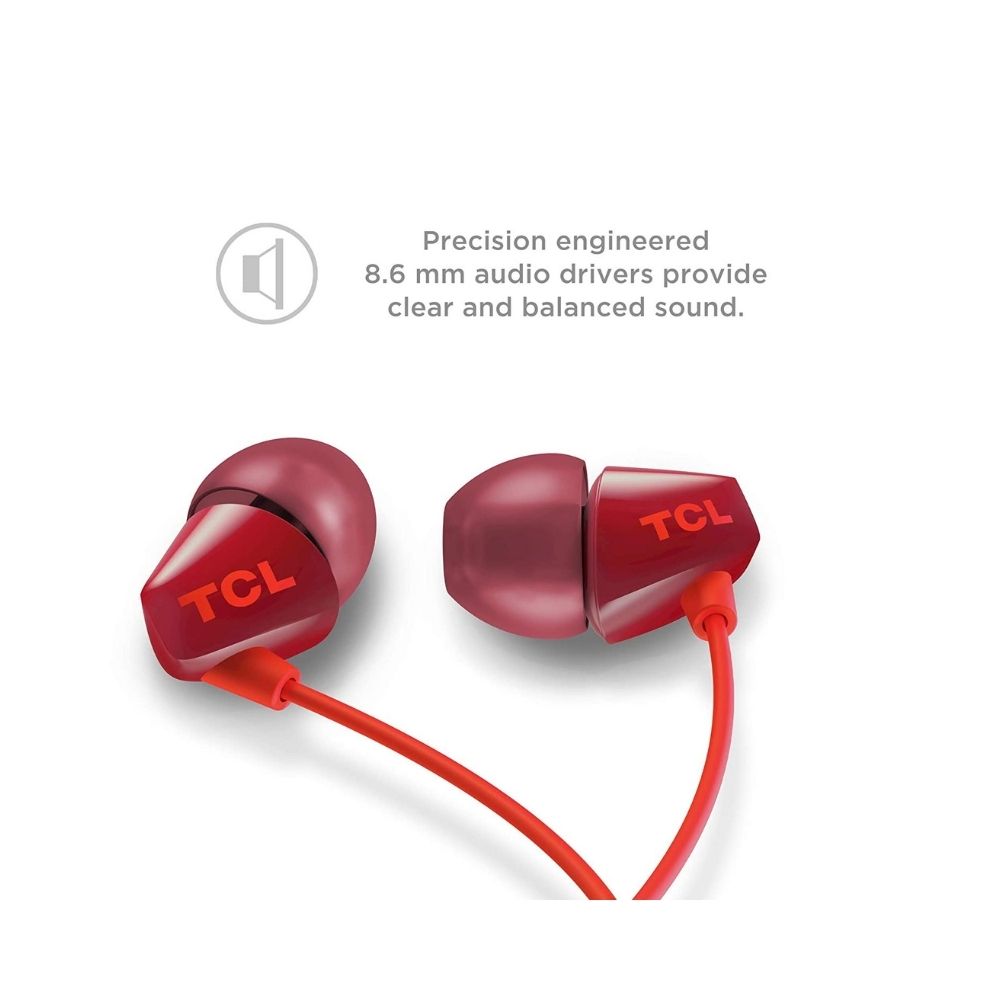 TCL Socl 100 Wired in Ear Headphone with Mic (Red)