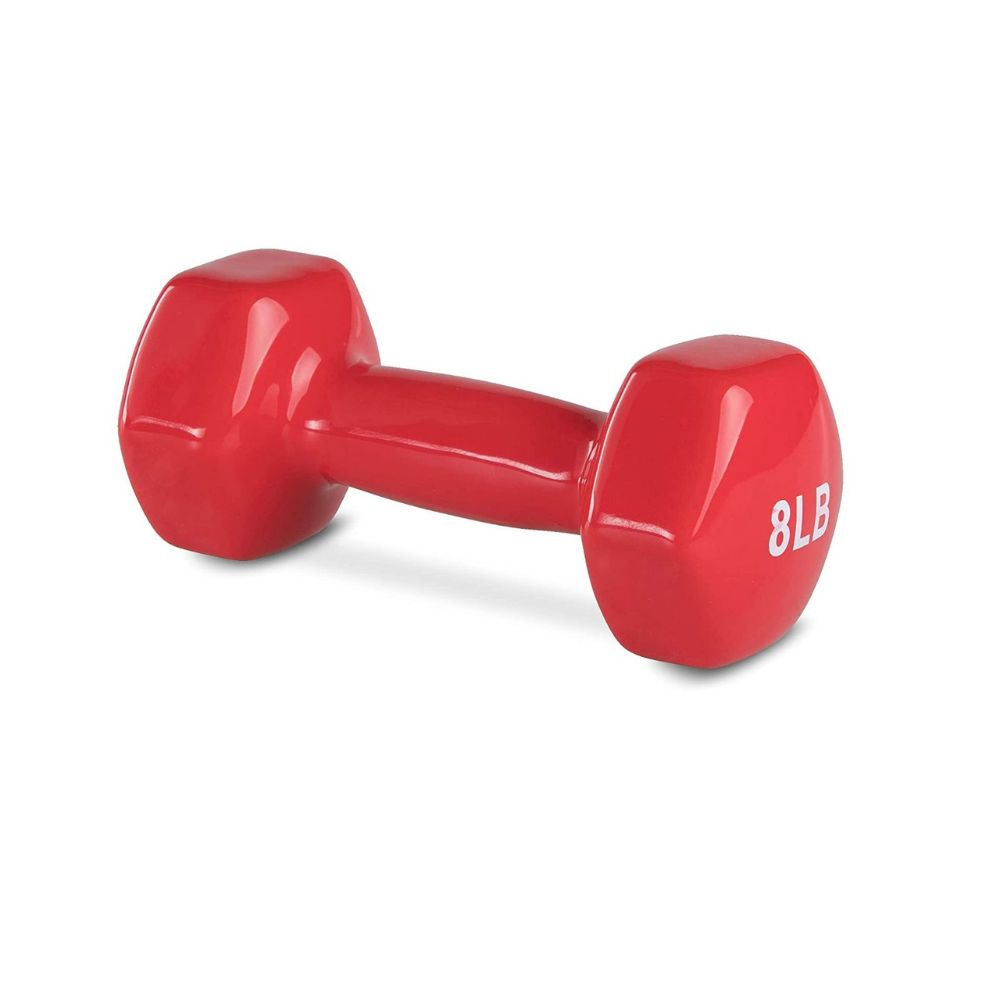 AmazonBasics Vinyl 8 Pound Dumbbells - Set of 2, Red