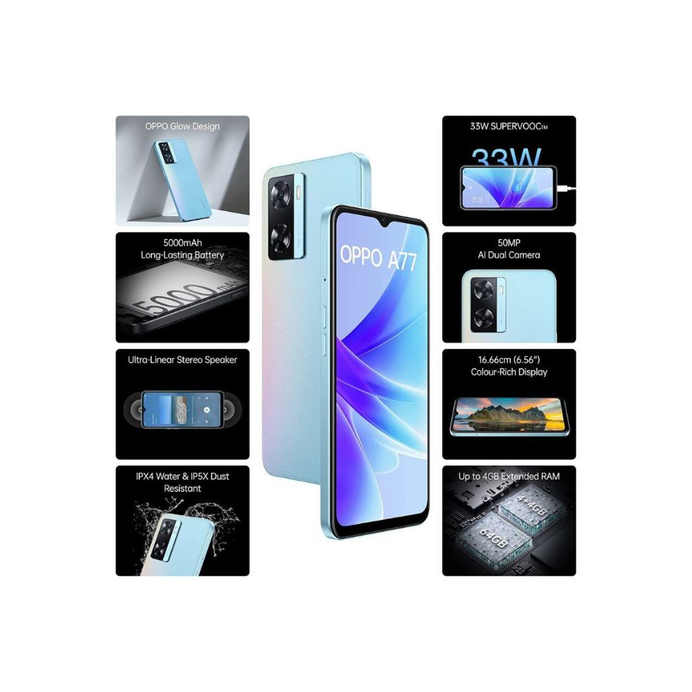 Oppo A77 (Sky Blue, 4GB RAM, 64 Storage)