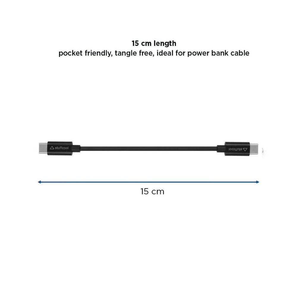 Stuffcool Minima 3Amp USB Type-C to USB-C Fast Charging Data Cable - 15cm