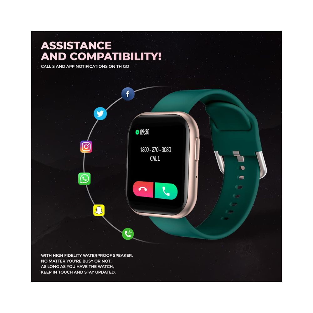 Just Corseca SNUGAR Calling smartwatch with SpO2, 1.69 Inch Full Touch Screen (Gold)