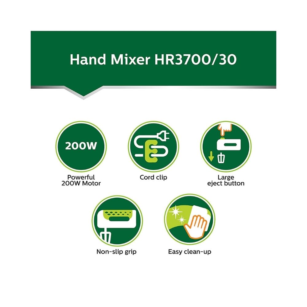 Philips HR3700/30 200-Watt Hand Mixer (Desert Green)