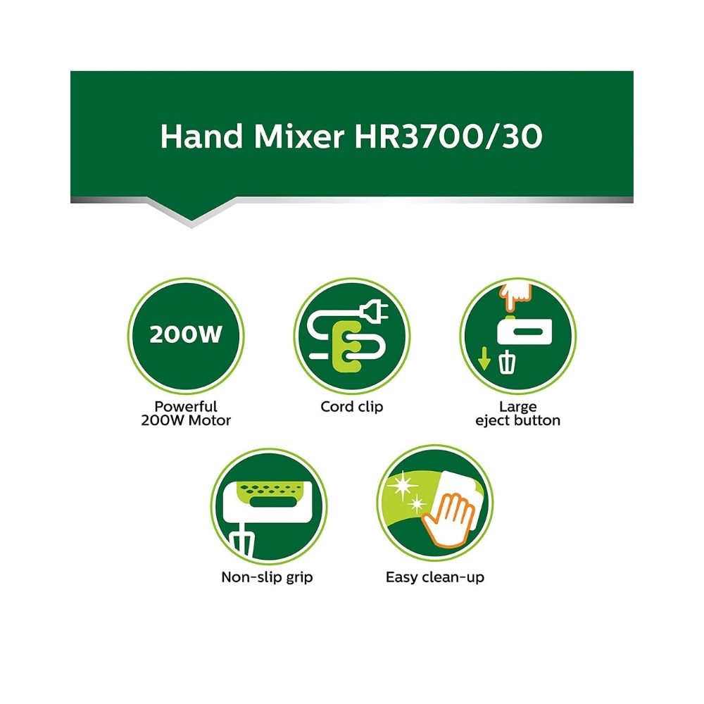 Philips HR3700/30 200-Watt Hand Mixer (Desert Green)