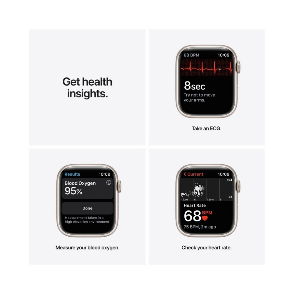 Apple Watch Series 7 GPS + Cellular, MKJQ3HN/A 45 mm Aluminium Case  (White Strap, Regular)