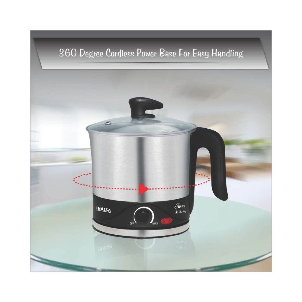 Inalsa Cookizy 1.5-Litre Kettle (Black/Grey)
