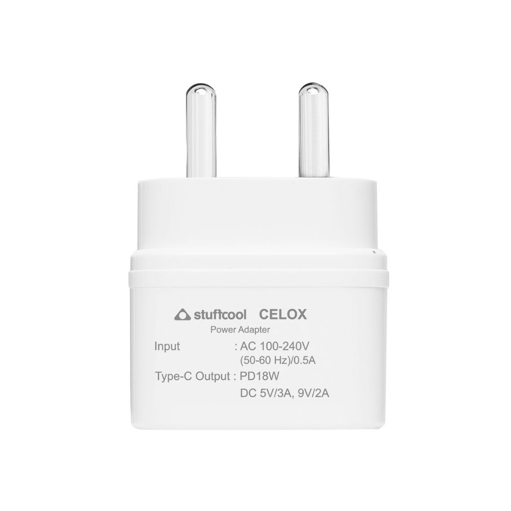 Stuffcool Celox 18 Watts 1-Port USB Wall Charging Adapter (PD18W, White)