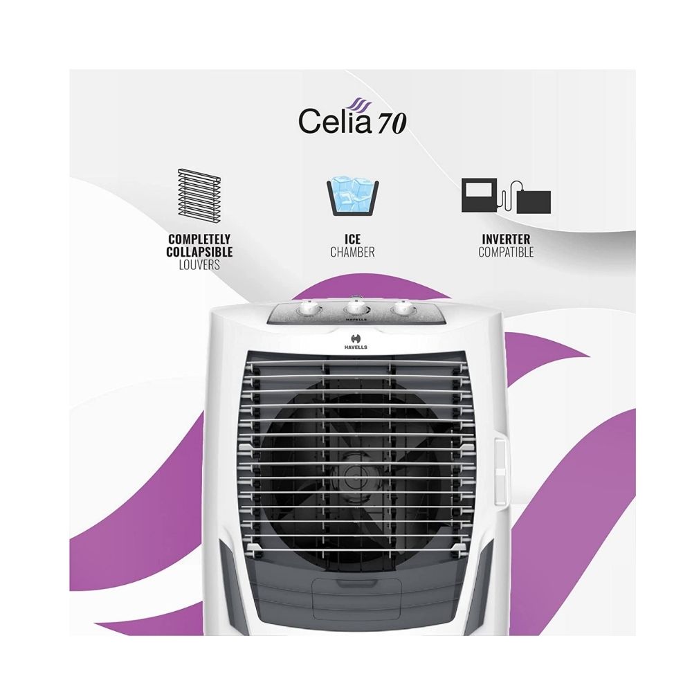 Havells Celia Desert Air Cooler - 70 Litres (White, Grey)