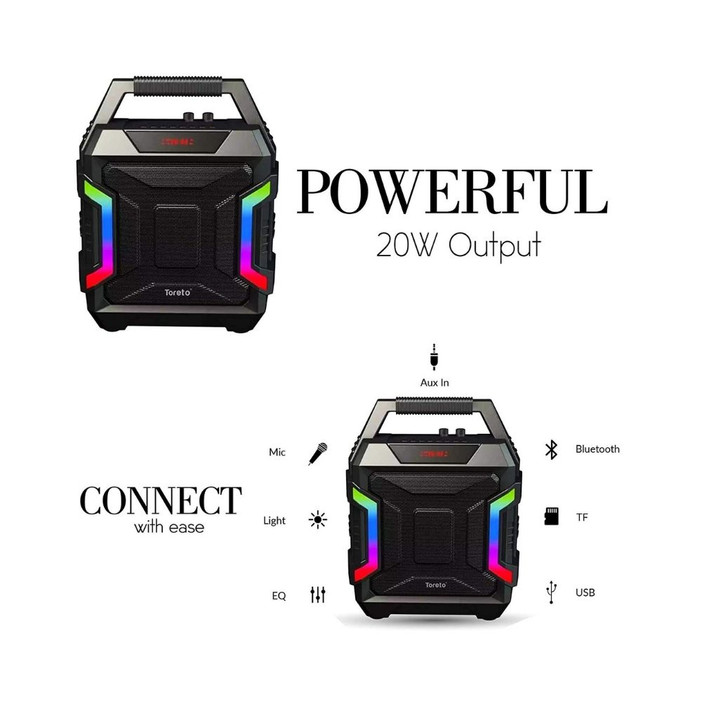 Toreto 100, 328 20 Watt Wireless Bluetooth Party Speaker (Black)