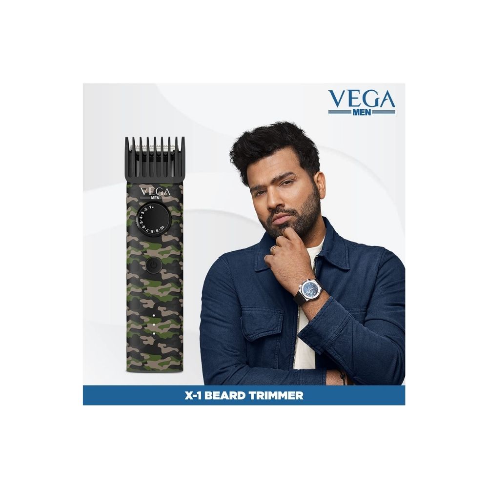 Vega Men X1 Beard Trimmer For Men With Quick Charge, 90 Mins Run-time, Waterproof (VHTH-16)