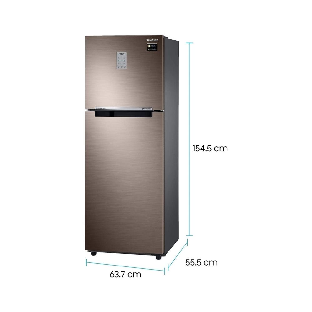 Samsung 253 L 2 Star Inverter Frost-Free Double Door Refrigerator (RT28T3722DX/HL, Luxe Brown, Convertible)