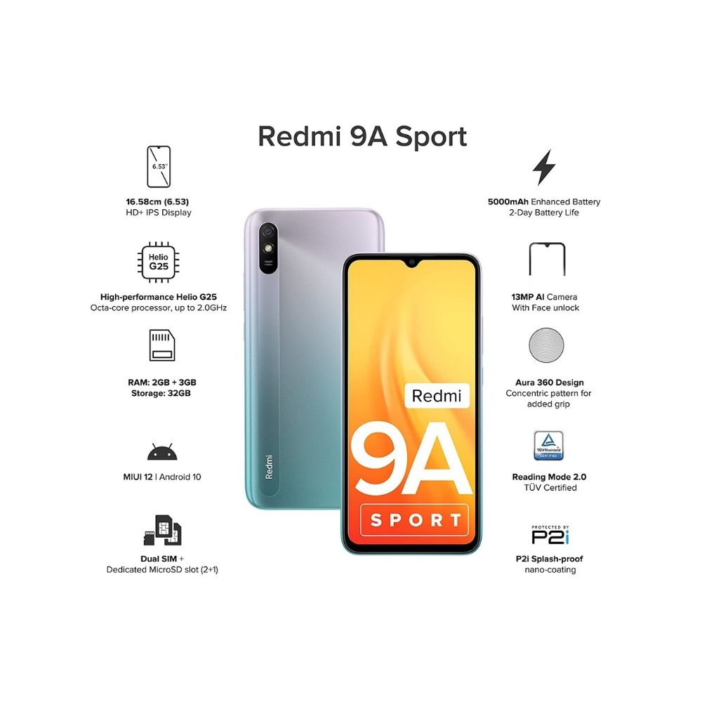Redmi 9A Sport (Metallic Blue, 3GB RAM, 32GB Storage)
