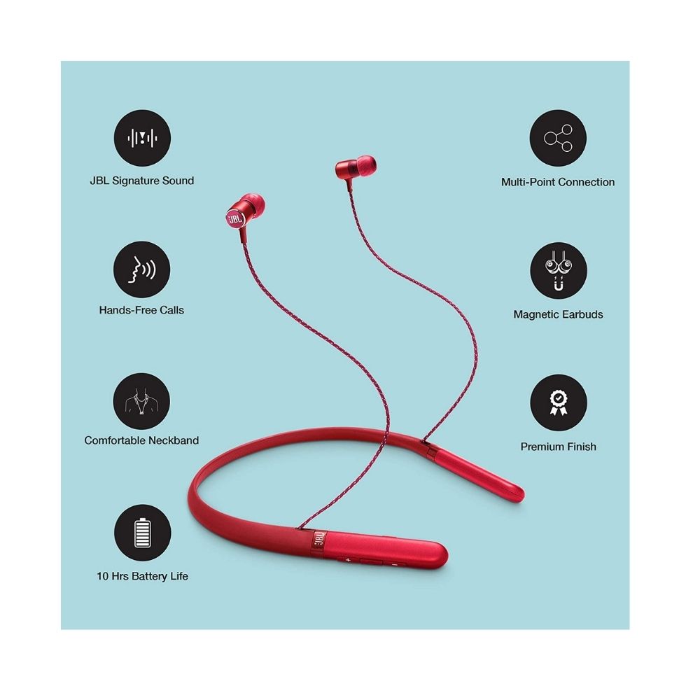 JBL LIVE200BT Bluetooth Wireless in Ear Earphones with Mic (Red)