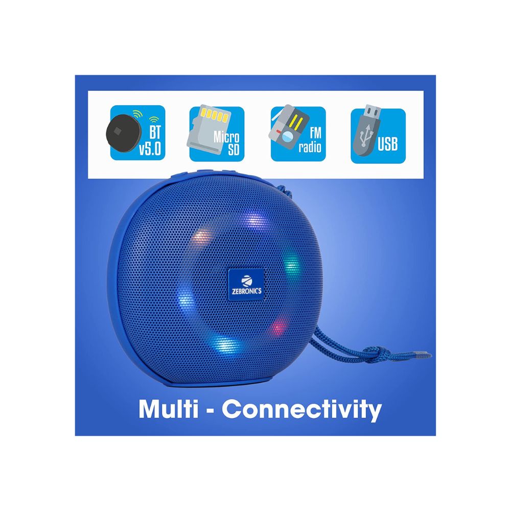 Zebronics Zeb-Delight 10 Wireless Bluetooth v5.0 Portable Speaker (Blue)