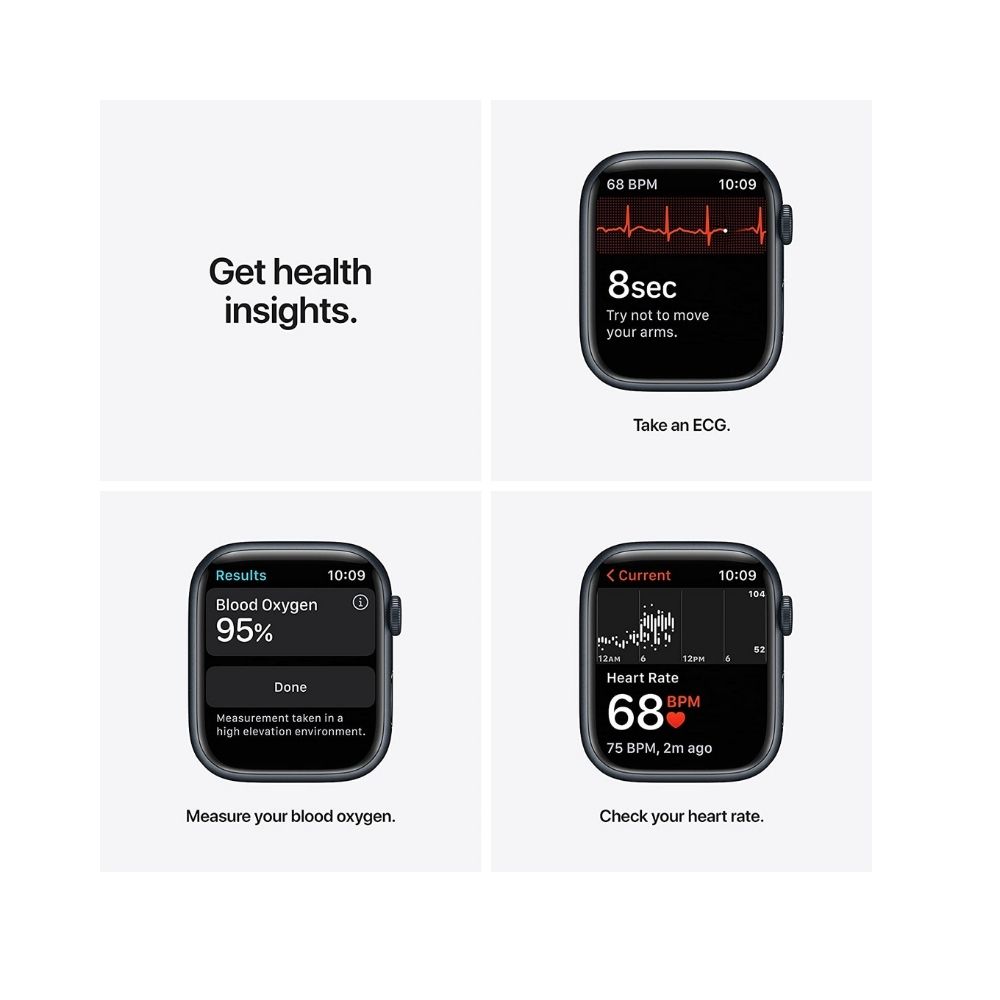 Apple Watch Series 7 GPS MKN53HN/A 45 mm Aluminium Case  (Black Strap, Regular)