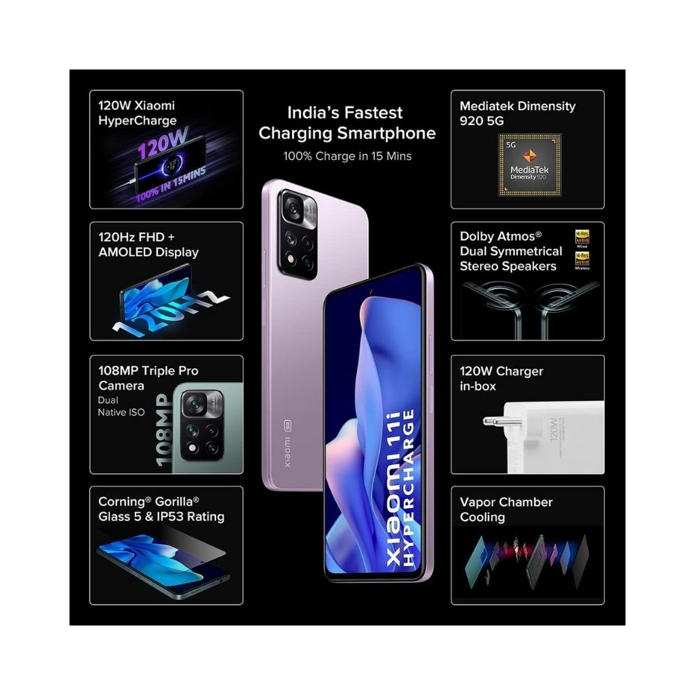 Xiaomi 11i 5G Hypercharge (Purple Mist, 6GB RAM, 128GB Storage)