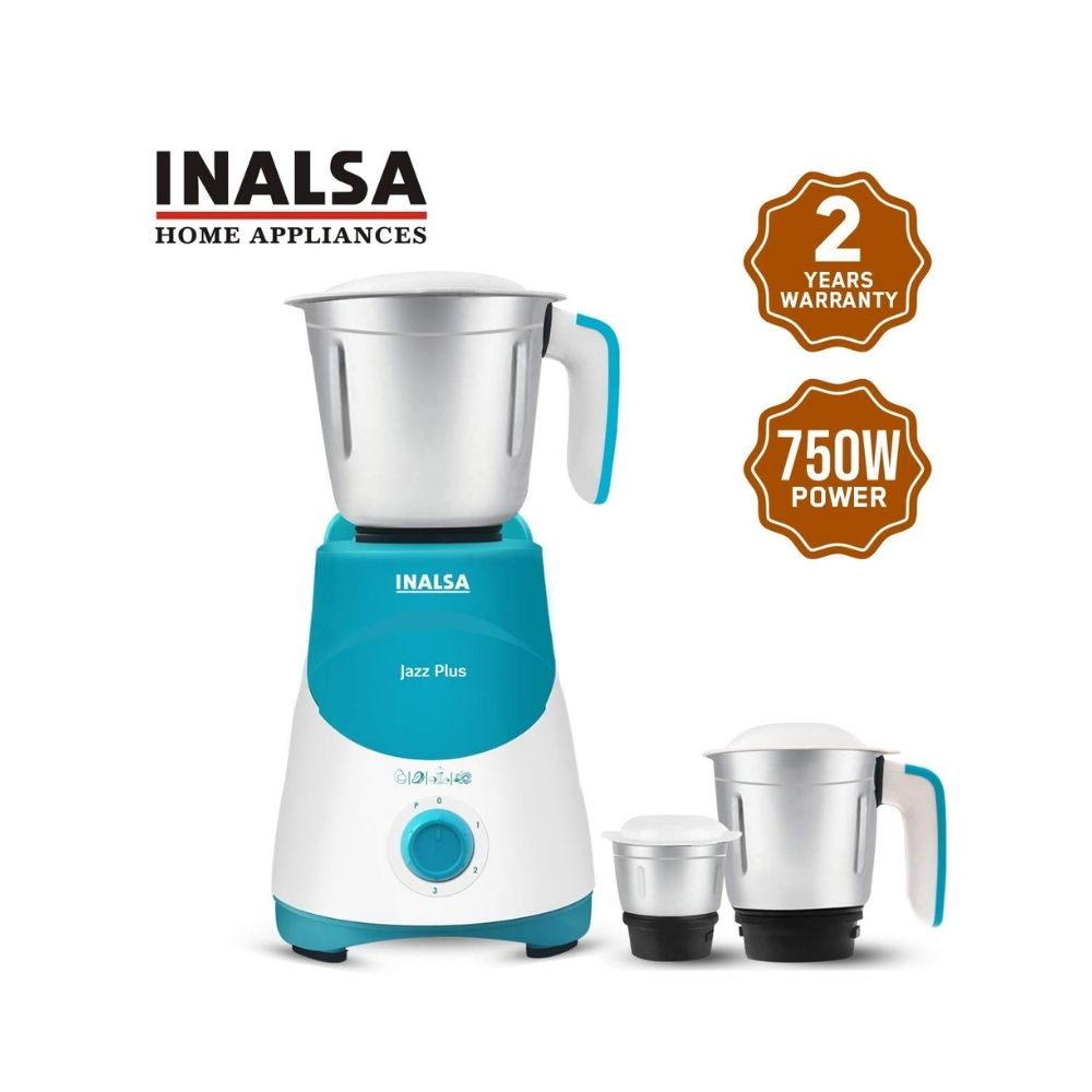 Inalsa Mixer Grinder 750W- Jazz Plus with 3 Stainless Steel Jars