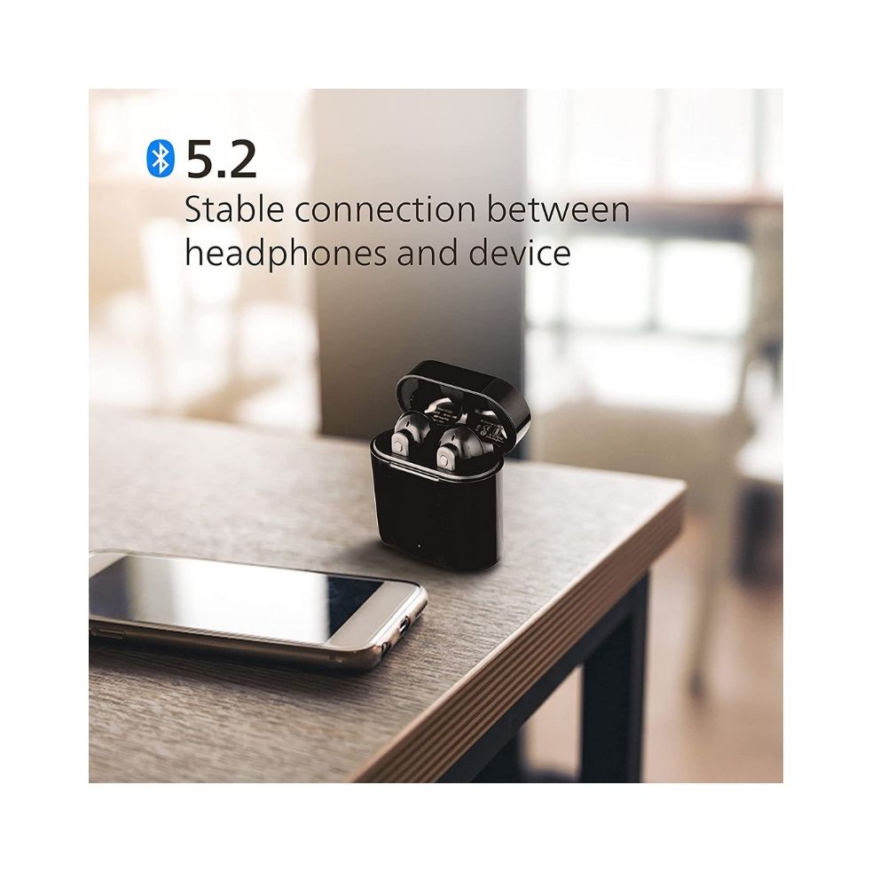 Philips Audio TAT3225 True Wireless (TWS) Headphones with Bluetooth 5.2, IPX4 and 24 Hours (6+18) Play time, Black