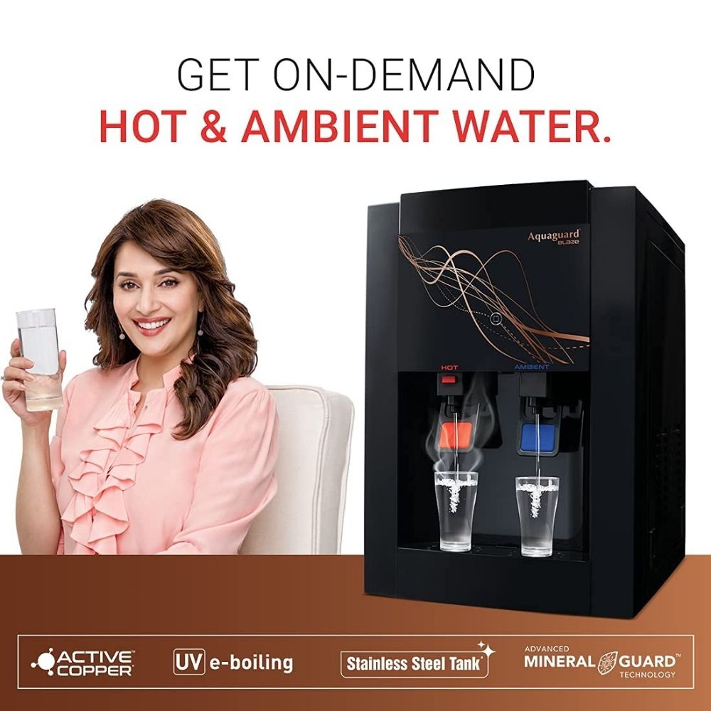 Eureka Forbes Aquaguard Blaze  RO+UV+MTDS+HOT & Ambient+SS+AC Water Purifier (Black)