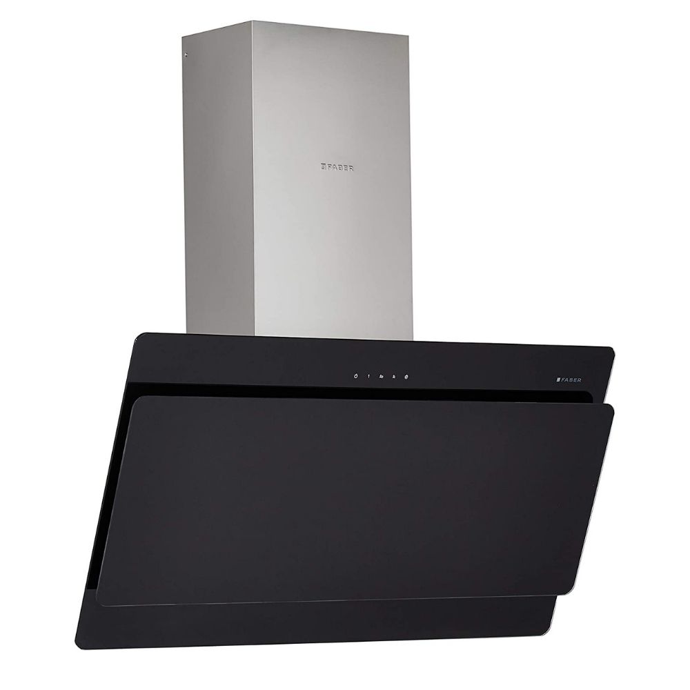 Faber 90 cm 1095 m³/hr angular Kitchen Chimney (HOOD COCKTAIL 3D T2S2 BK TC LTW 90, Cassette Filter, Touch Control, Black)