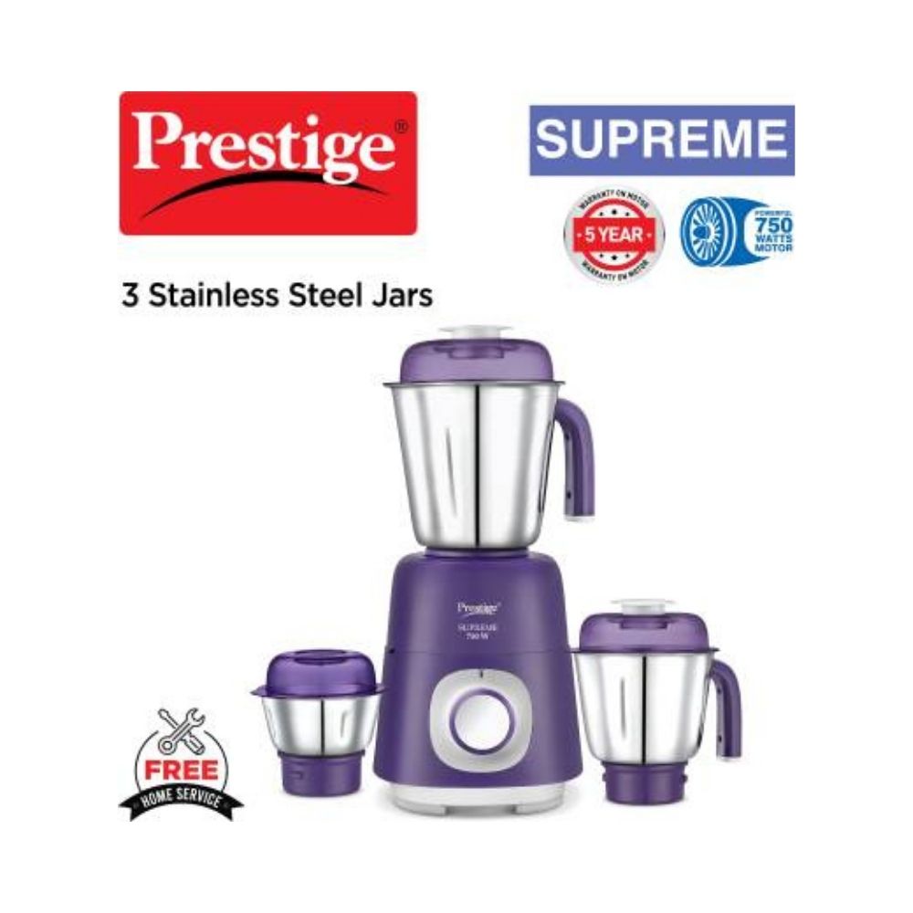 Prestige Supreme 750 Mixer Grinder (3 Jars, Violet)