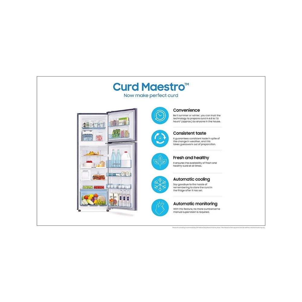 Samsung 314 L 2 Star Inverter Frost-Free Double Door Refrigerator (RT34T46326W/HL, Mystic Overlay White, Convertible)
