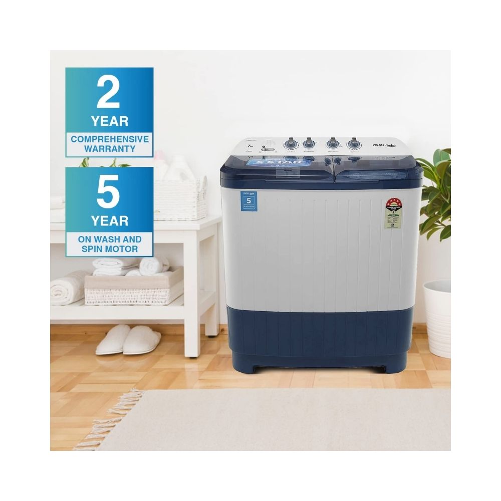 Voltas Beko 7 kg Semi Automatic Top Load White, Blue  (WTT70DBLT)